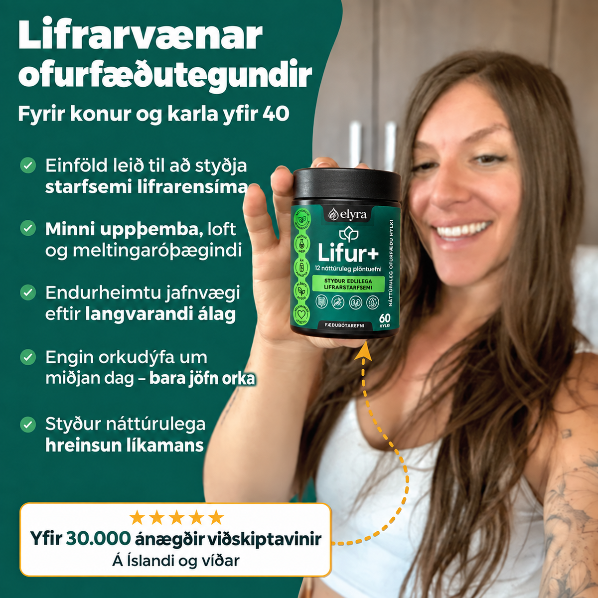 ELYRA Lifur+ – lifrarstuðningur, 60 hylki